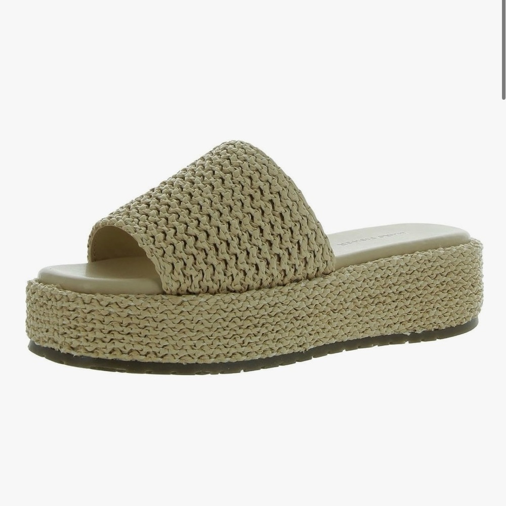 Women's Beige Platform Marc Fisher Slide Sandals - MFPAIS